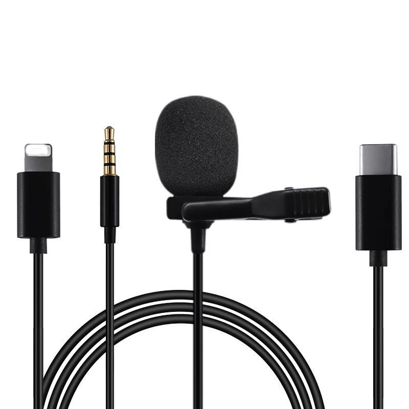 Metal Clip Type C Lapel Mic Microphone Wired Recording Lavaliere