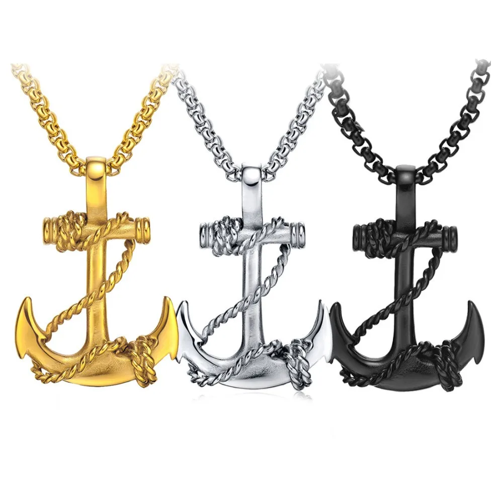 anchor necklace gold mens