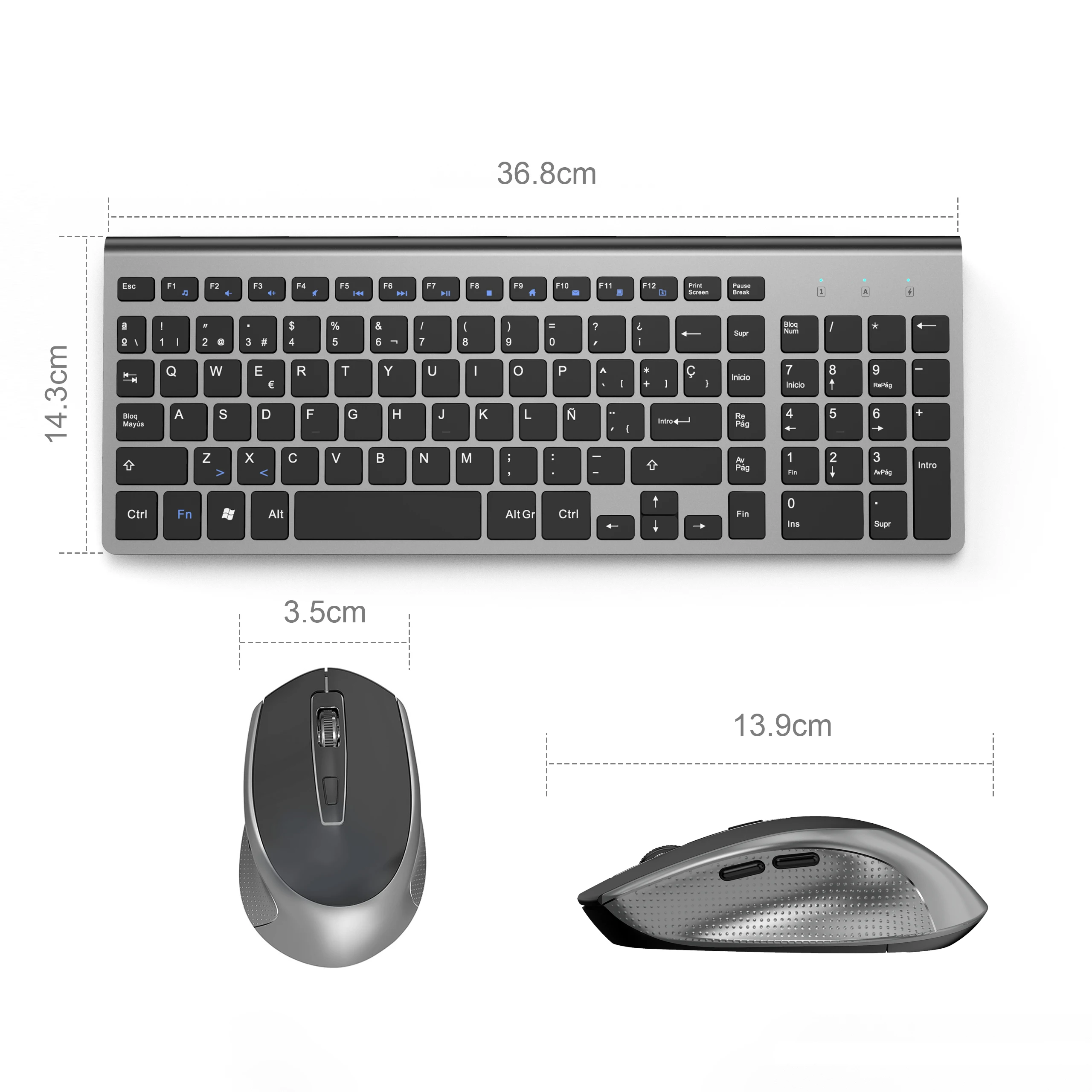 wireless keyboard and mouse with side buttons