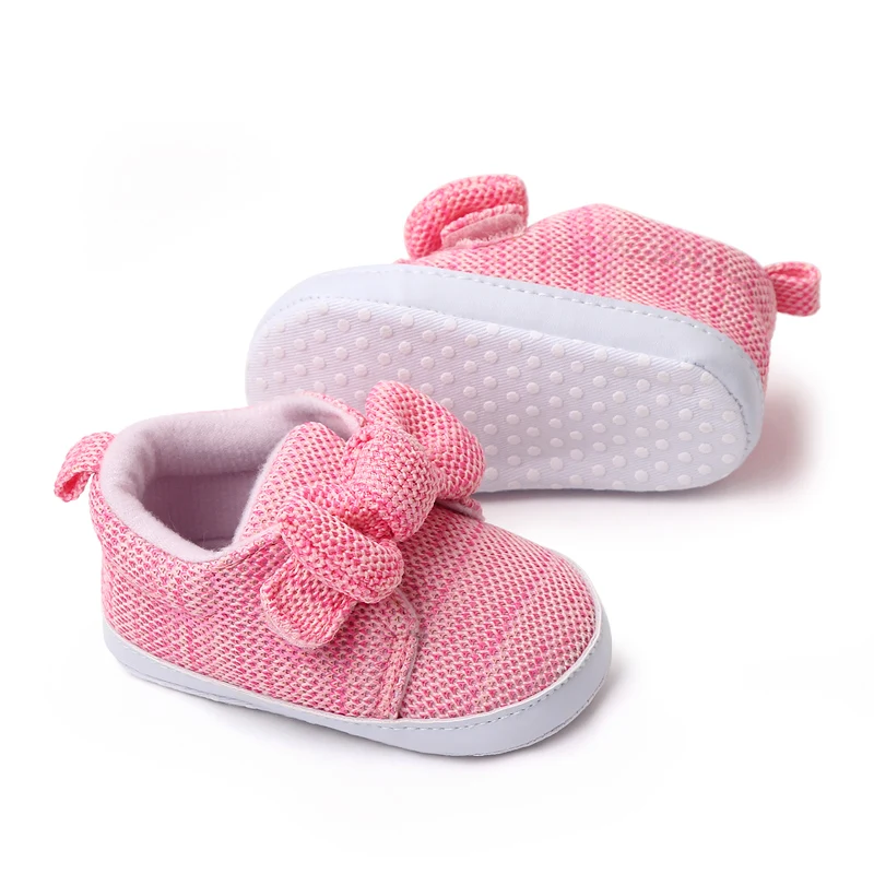 Spring and Autumn New Knitted Bow 0-1 Year Old Baby Princess Soft Soled Shoes for Girls factory