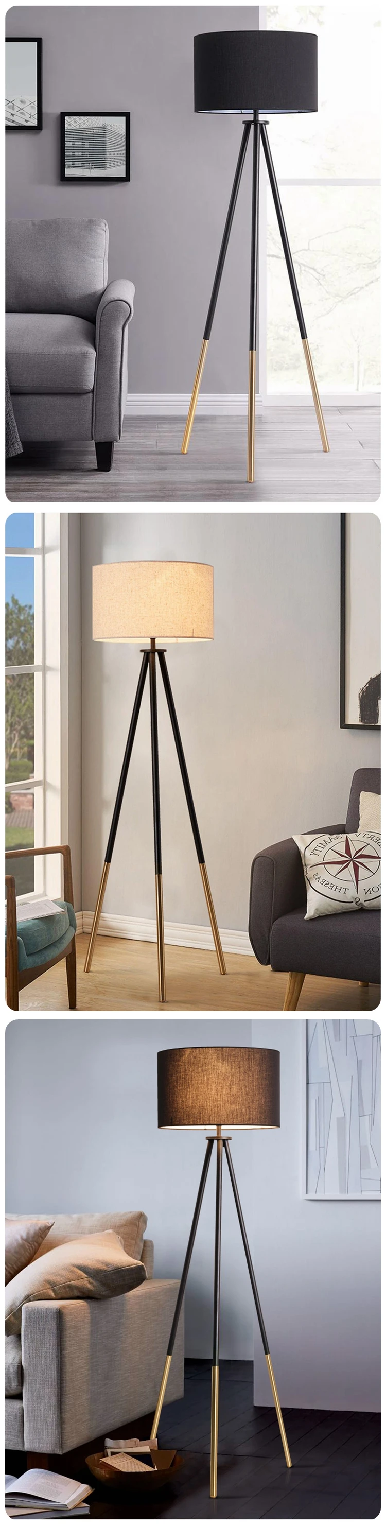 Contemporary Living Room Floor Lamp Light Minimalist Hotel Bedroom Tripod Led Corner Indoor Floor Lamp Light For Hotel