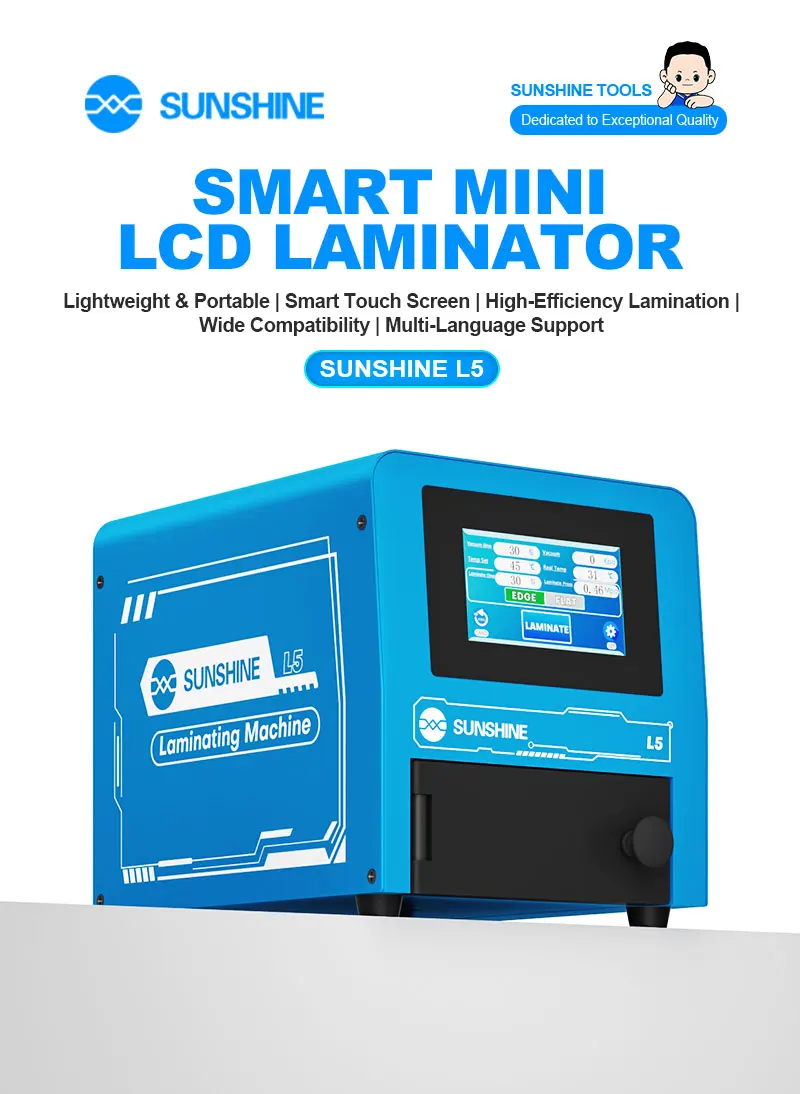 SUNSHINE L5 Smart Mini LCD Laminator Intelligent Vacuum Laminating Machine for Under 8" Flat& Curved Screens Auto Bubble Removal