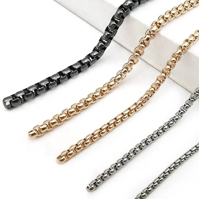 Factory Supplier Steel Box Link Chains For Handbag Purse Metal Chain Size Multi-specification Box Chain