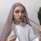 Shawl 2021 Hot Selling Plain Instant Chiffon Hijab With Inner Jersey Bonnet Cap Headscarf Shawl Scarf