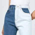 Jeans Women Jeans Women Fashion Custom White And Blue Splice Color High Waist 2 Tone Mom Jeans