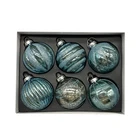 Christmas Set Of 6 Pieces Blown Coloured Drawing Or Pattern Ball 6cm European And American Style Christmas Tree Decoration