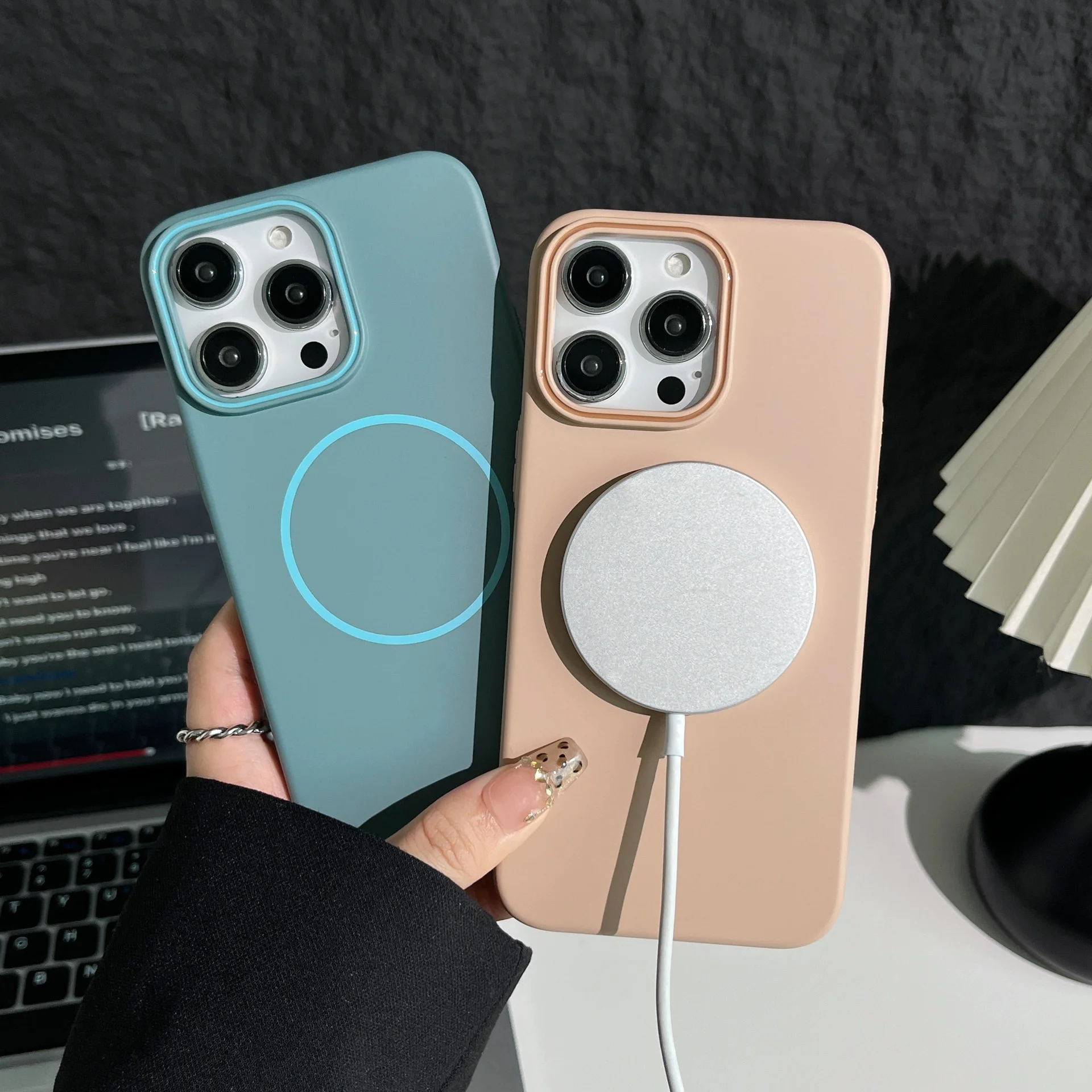 product laudtec high quality silicone case pure color case magnetic cover with shockproof customized design for iphone 17white-7