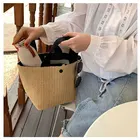 Bags Straw Bag Straw Summer Handmade Weaving Bags Women Holiday Beach Straw Bag Wrapped Beach Bag Travel Tote Handbags