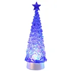 Holiday Customize Mini Holiday Home Decoration RGB Led Lights Sliver Glitter Spinning Xmas Crystal Christmas Tree