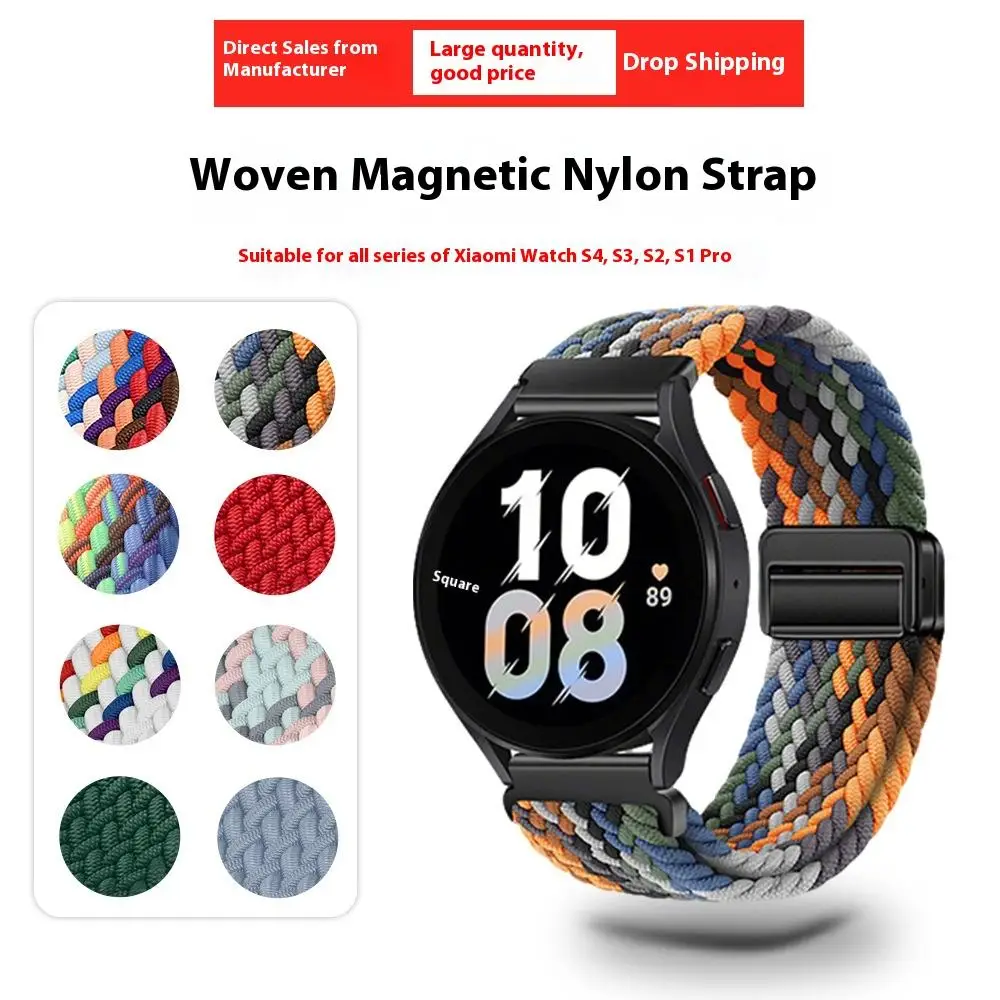 product laudtec millet sport smart watch strap woven nylon with magnetic buckle color2 alarm function compatible with for apple watch-4