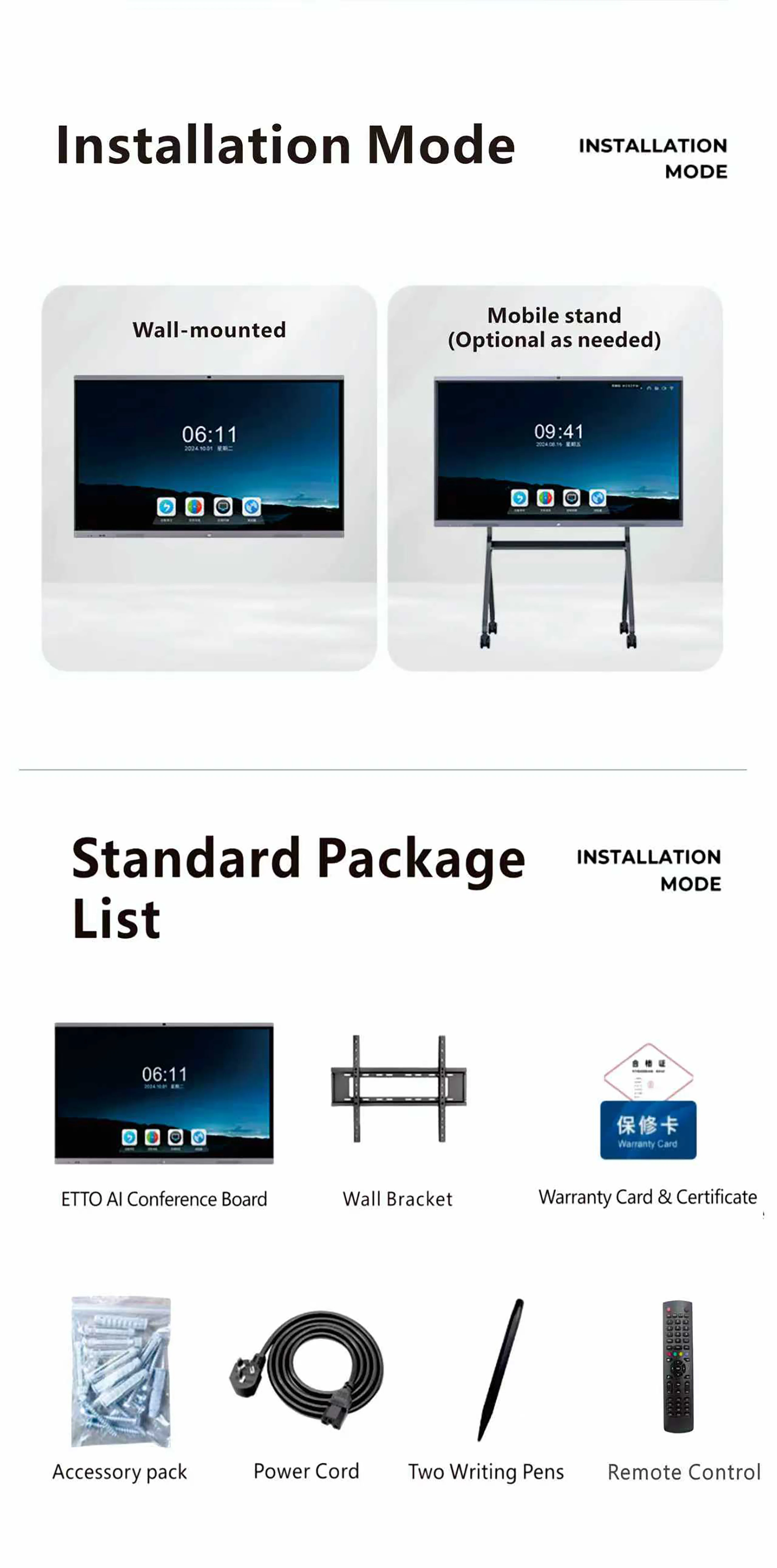 Conference All in One Touchscreen Interactive Blackboard 4K Multi Device Connectivity B Type