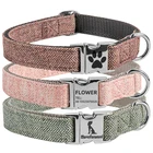Order Pink Luxury OEM Minimum Order 2cm Lux Metal Buckle Laser Logo Pink Twill Cloth Nylon Dog Collar