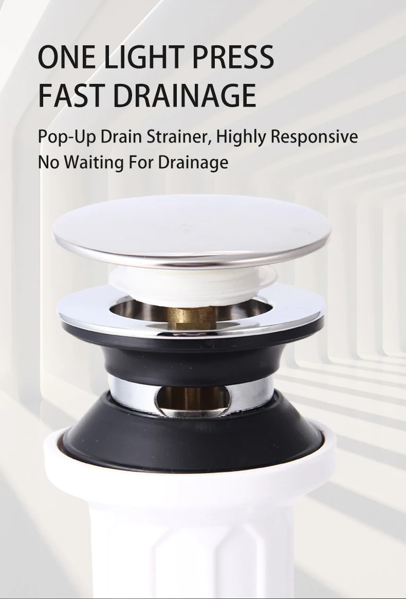 Modern Stainless Steel Pop-Up Drain Accessory for Hotels Serving Floor Basin Drain Copper Strainer Pop-Up Stopper for Bathroom manufacture