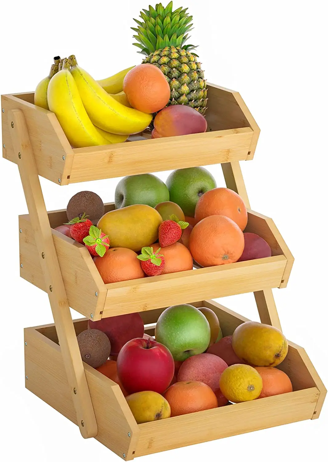Hot Selling Latest Design wood tray for food Retail store food storage basket Fruit Case Vegetable Rack Snack display rack