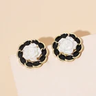Enamel Stud Earring 2021 Trendy Alloy Enamel Drop Stud 2 Flower Vintage Earring