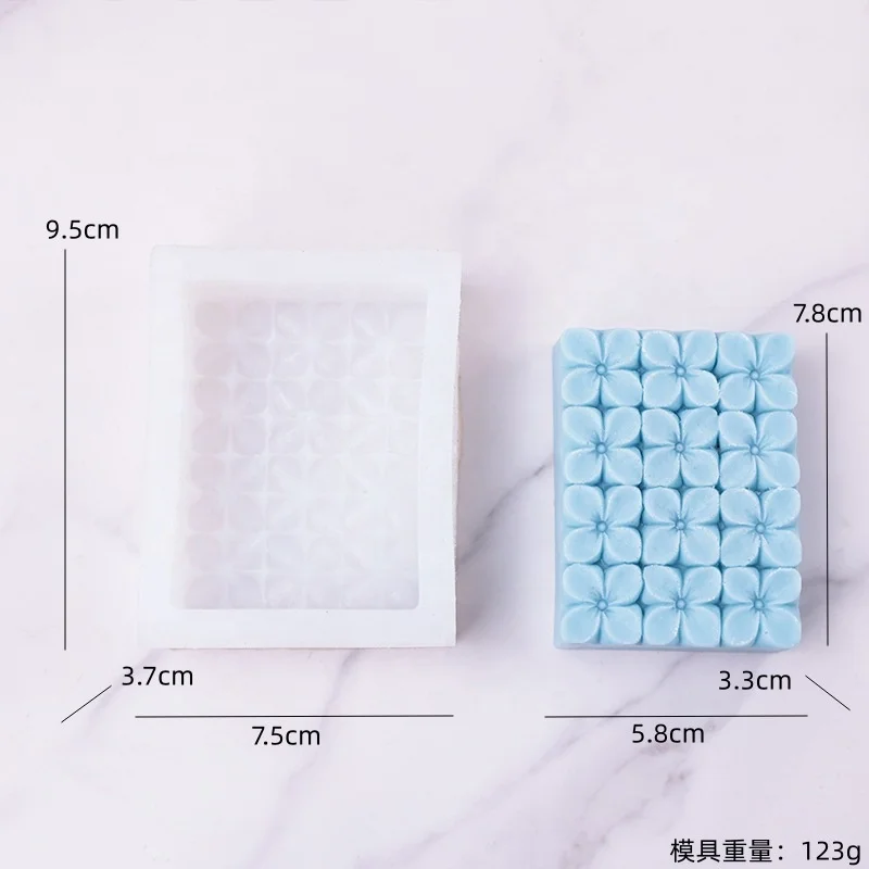 custom new design 3D Clover flower silicone soap mold non stick D handmade silicone unique Rectangle Flower Patterns soap molds