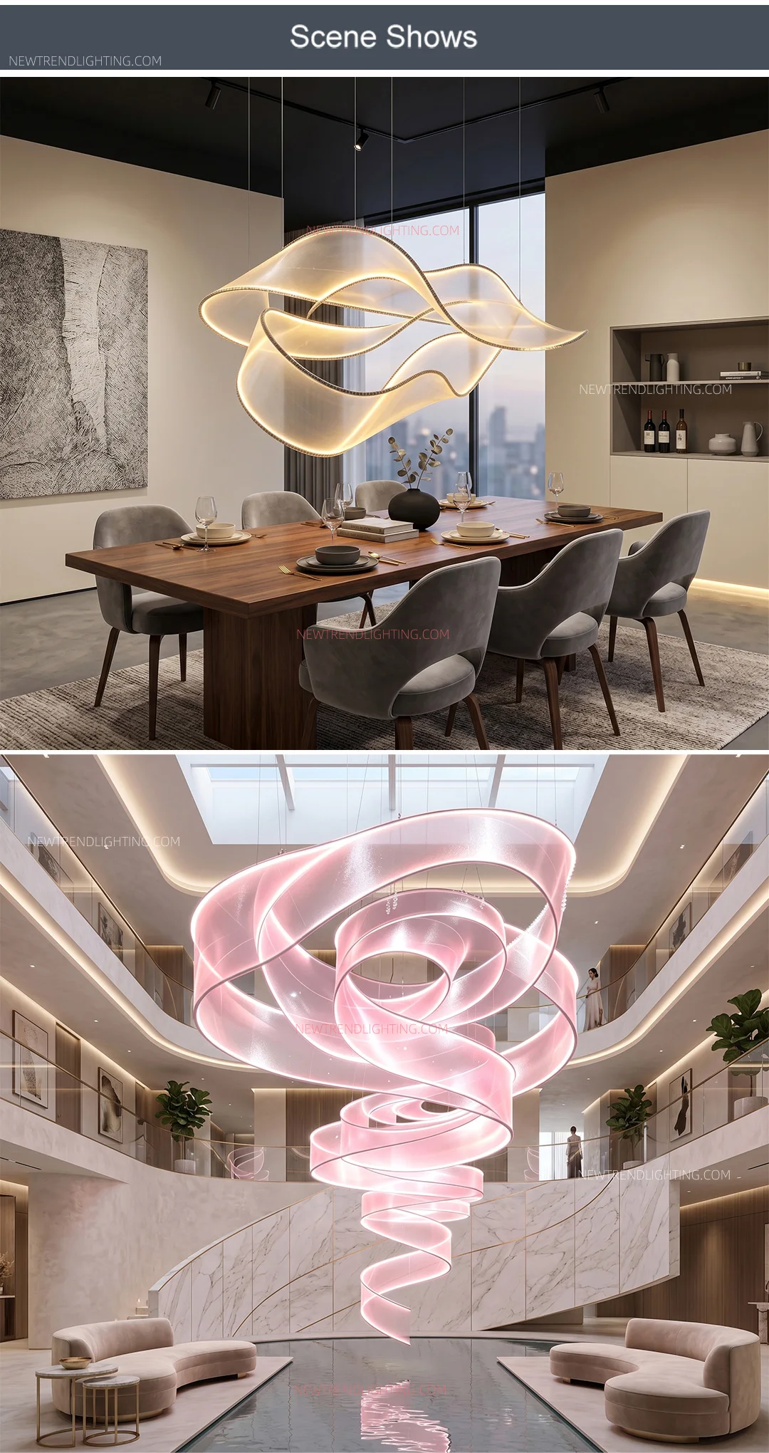 cpl 524 bespoke flowing ribbon led chandelier oversized sculptural statement lighting for hotel lobby atrium-5