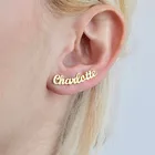 Earrings Earrings Stainless Steel Personalized Letters Name Plate Earrings Custom Name Stud Earrings