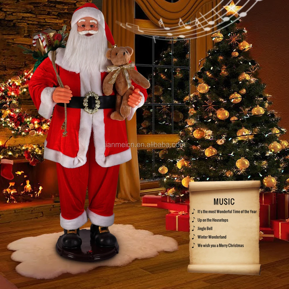 150cm Life Size Animated Navidad Rock Singing And Dancing Santa Claus Figurine Holiday 0239