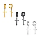 Earrings Clip On Cross Hoop Earrings Non-piercing Clip On Earrings Stainless Steel Earrings