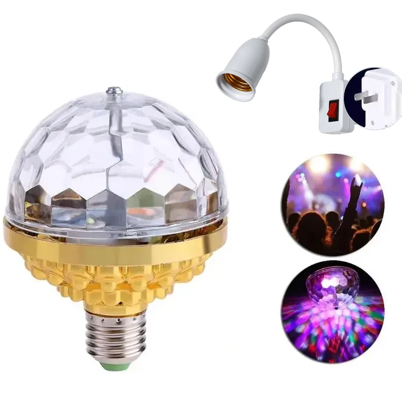 Colorful E27 Rotating Atmosphere 360 Magic Ball Bulb Stage Effect LED Lamp Night Light For DJ Disco KTV Dance Party