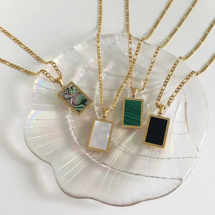 Stone Necklace Thin Gold Chain Necklace 
