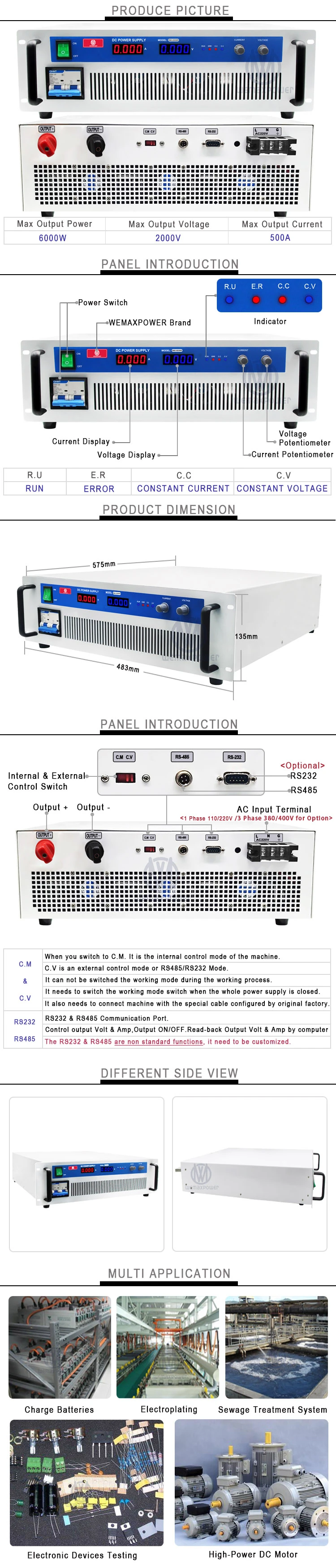 3U-6000W AC DC power supply