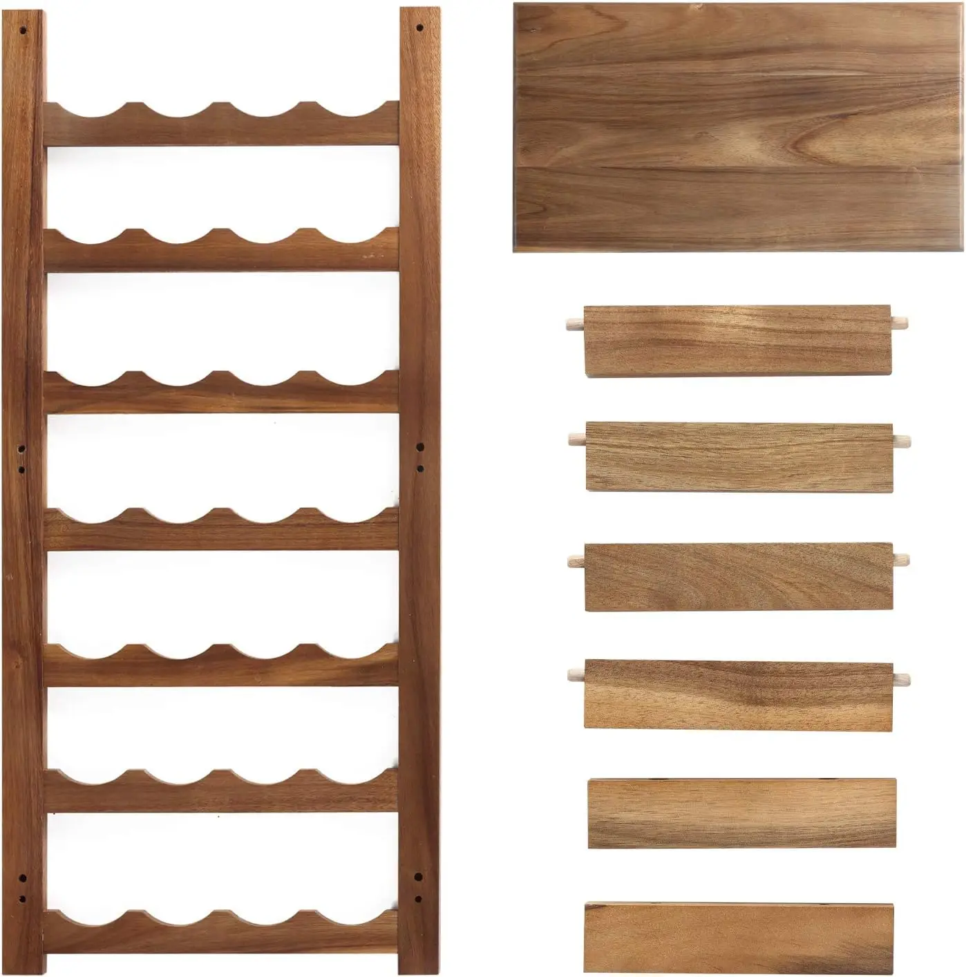 product modern 7 tier solid wood wine rack freestanding panel style storage for 28 bottles for kitchen and wine lovers-2