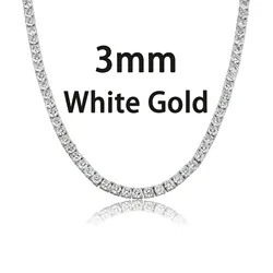 925 silver moissanite bracelet iced out VVS moissanite 3mm 4mm tennis bracelet spring clasp lab diamond tennis chain necklace