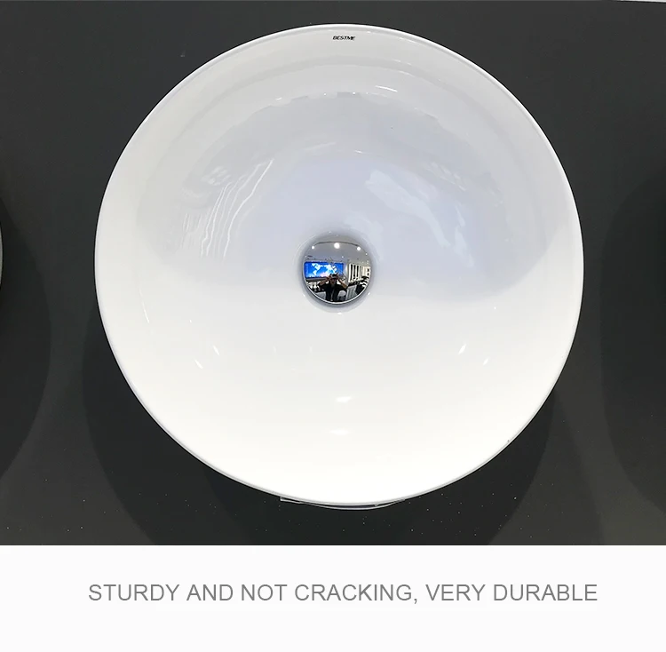 Chinese Foshan Best Design Hotel Table top basin bathroom sink ceramic round shape white color art hand wash Above counter basin