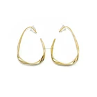 Hoop E8867 18K Gold Plated Water Drop Shape Twisted Big Hoop Earrings Unique Design Stereoscopic Shapes