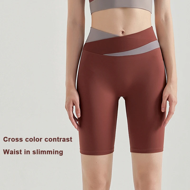 Hot Sell Classic U-Neck Color Contrast Splicing Design Set Short Fitness Sport Bra Women Seamless Yoga Pants Custom