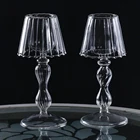 Holder Simple Style Glass Candlestick Holder Clear Hand Blown For Home Decoration