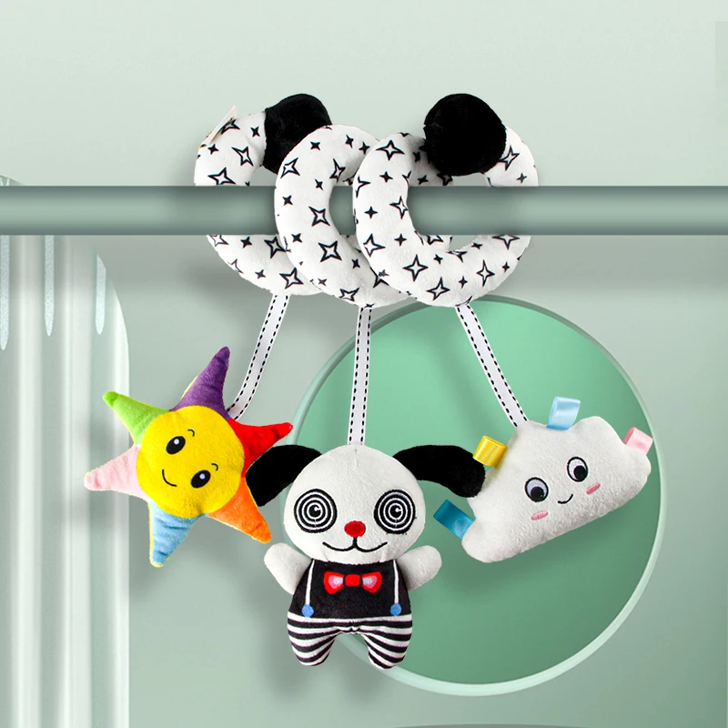 Baby stroller bed Pendant Black and white bed around color animal bed hanging toys N012