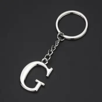 Factory customized zinc alloy metal ordinary letter G alphabet souvenir keyring 26 letter keychain