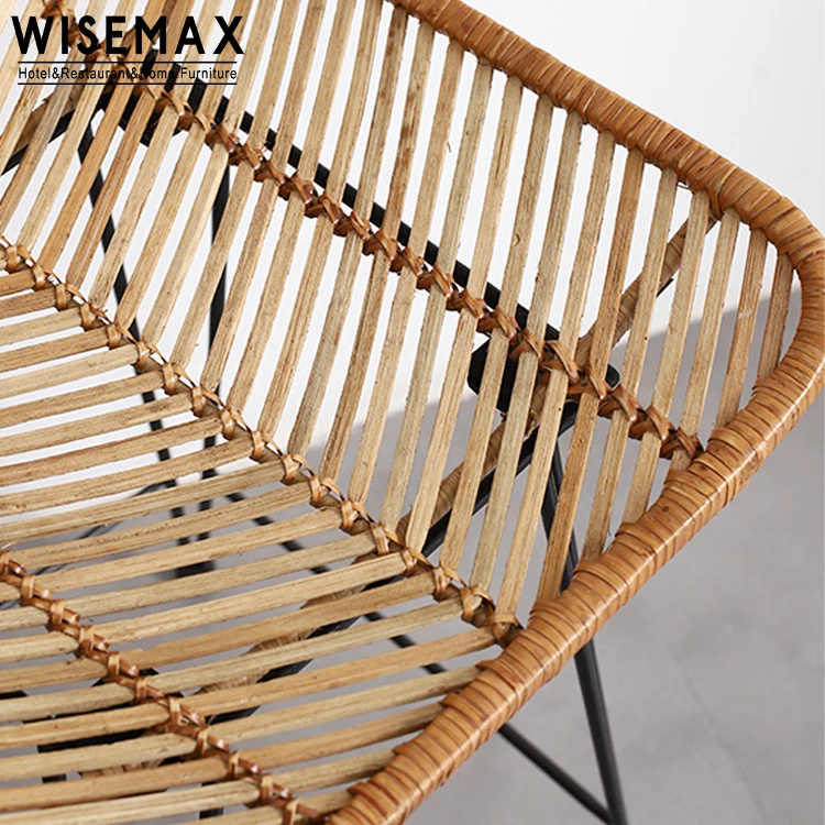 wisemax家具北欧藤制家具套装柜台高脚椅金属底座藤条娱乐休闲椅