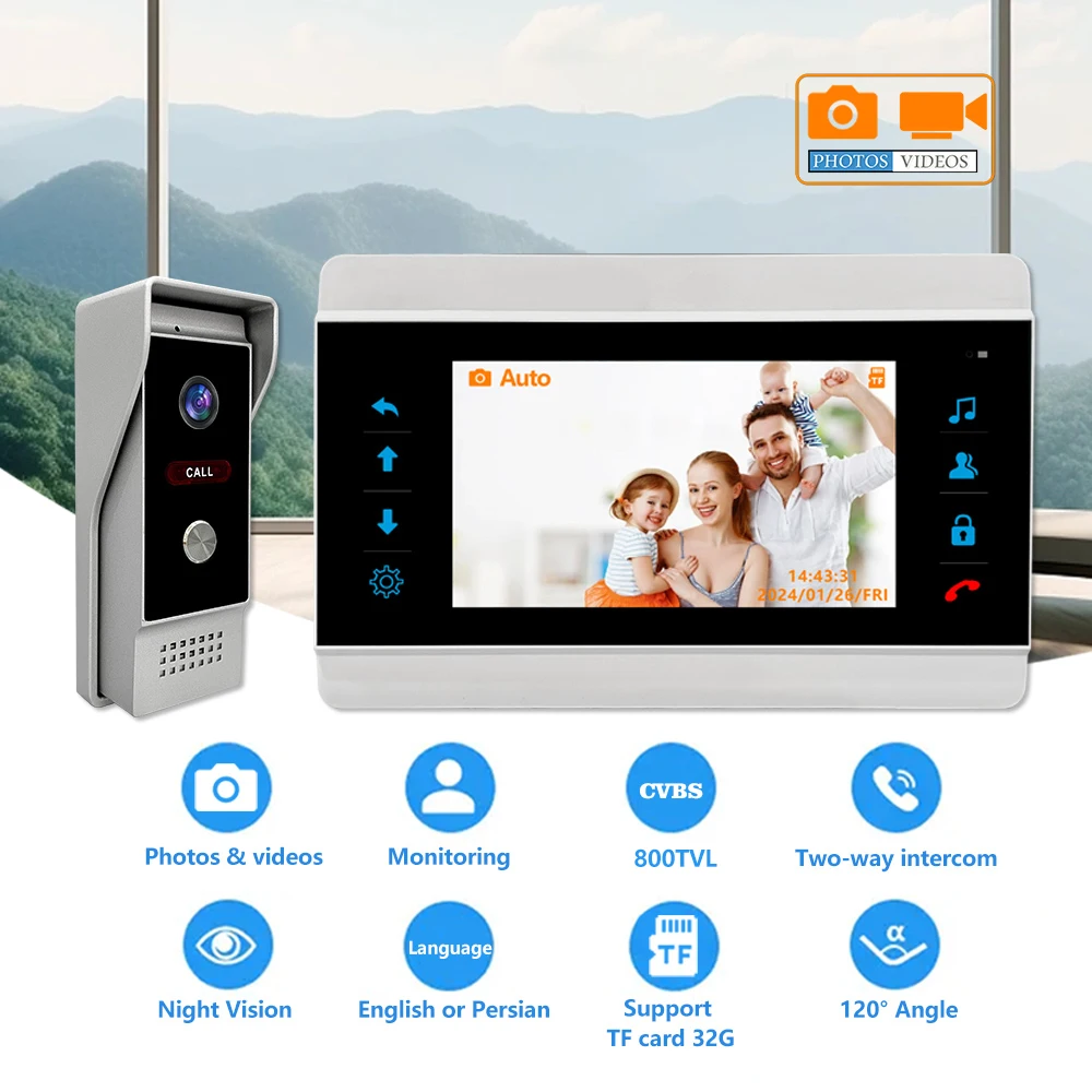 Take Photos Record Video Intercom System Manufacturer Bulk Order Price 7 Inch Cvbs Intercom System Wired Home Intercom System