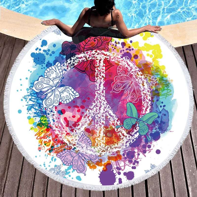 REAL towels quality Round Beach Towels many Designs 