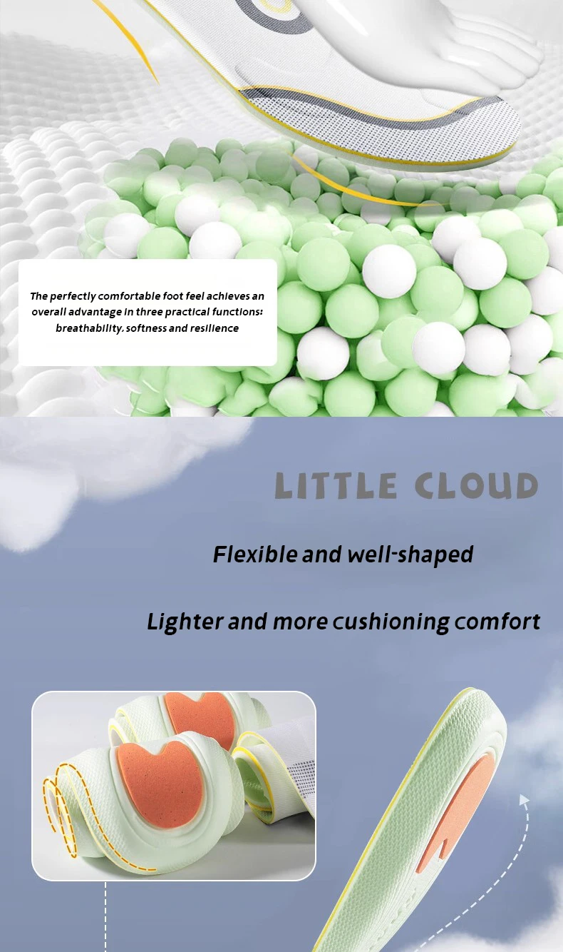 H64881c3eb09048838a1b580eeac1eb1a4 2026 New PU Cotton Sports Insole Soft Elastic EVA Gel Daily Sports Shock Absorption Pressure Relief Bouncy Foot Beds
