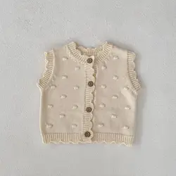 0-3Yrs Baby Boys Girls Sleeveless V-neck Solid Color Vest Cardigan Coat Infant Kids Baby Girls Boys Knitted Cardigan Coat