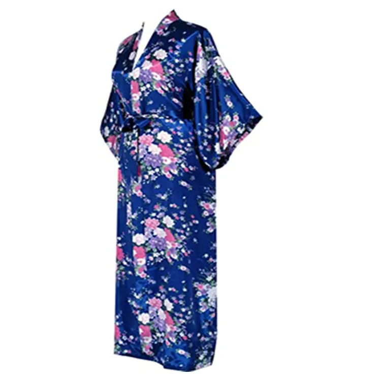 Women's Satin Kimono Robes, Bathrobes, Pajamas, Loungewear - Floral Pattern