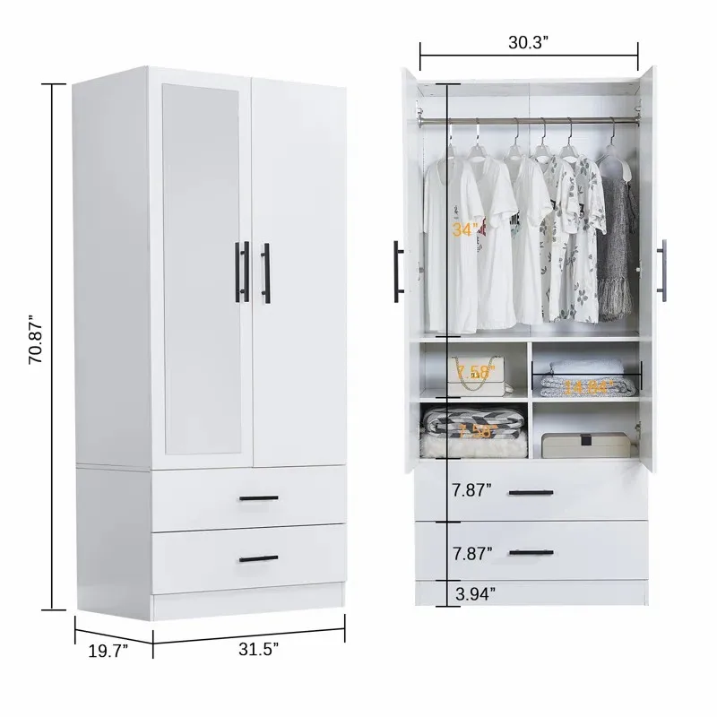 Custom Room Mirror Wardrobe Foldable Sunmica Design Bedroom Cupboard Glass Door Wood Closet Wardrobes For Small Spaces