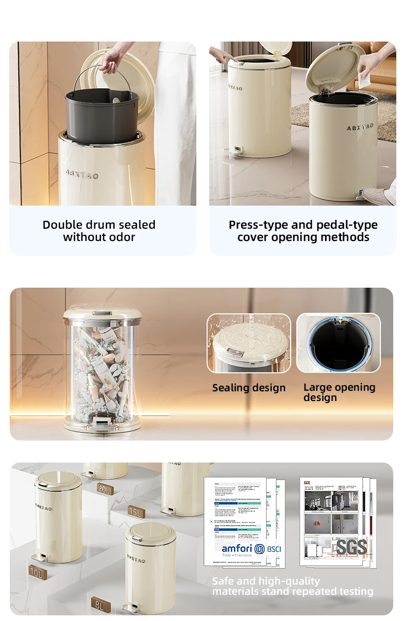 Wannuo Stylish Plastic Trash Can Cute Style Household Trash Can Household Waste Bin Pedal Trash Can manufacture