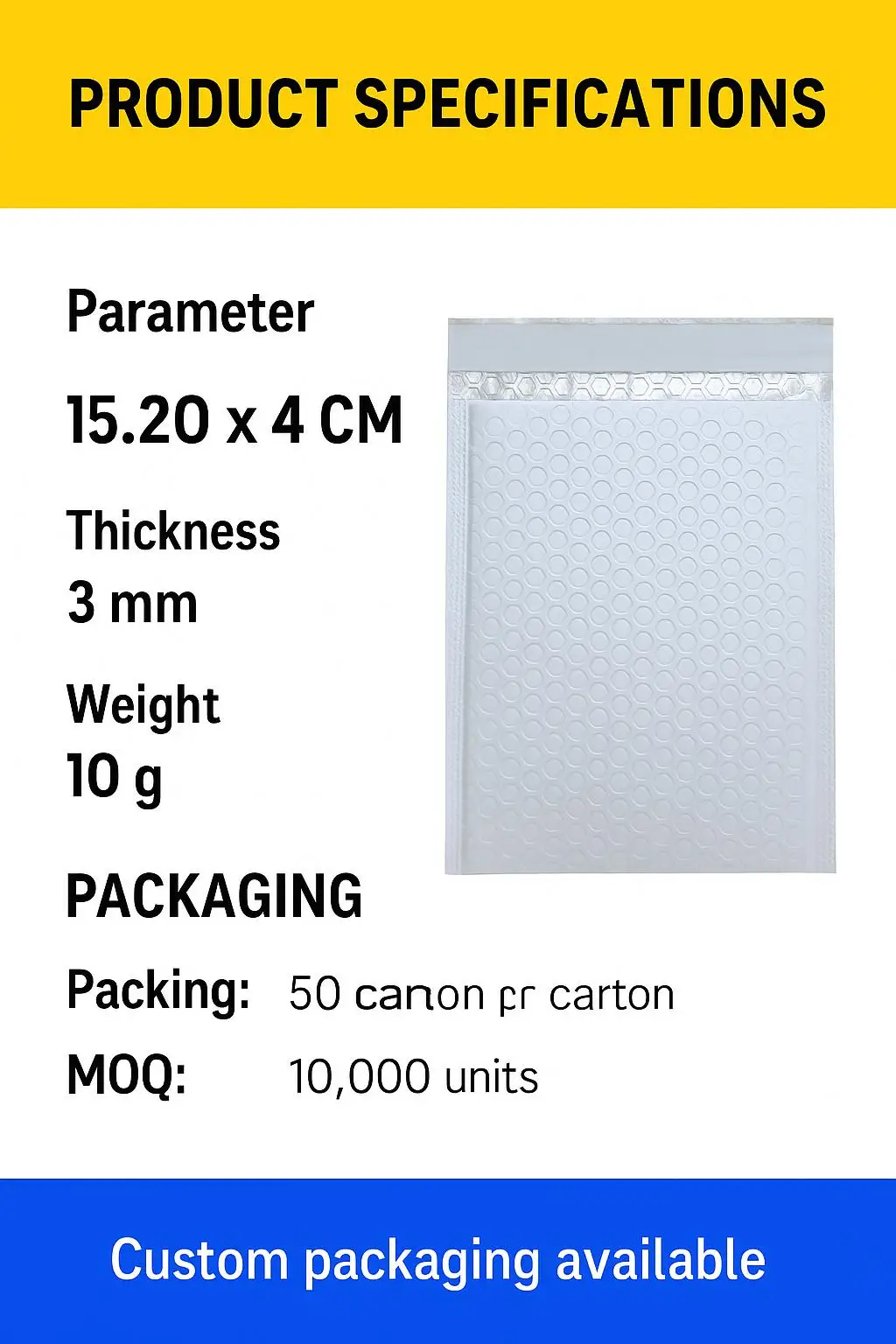 White Self-Adhesive Poly Bubble Mailers Express Mailing Bags Durable Biodegradable Shock-Resistant Padded Packaging Print - detail 5