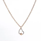 Romantic Double Layered Titanium Stainless Steel Heart Necklace Snake Chain Love U Letter Heart Necklace Women