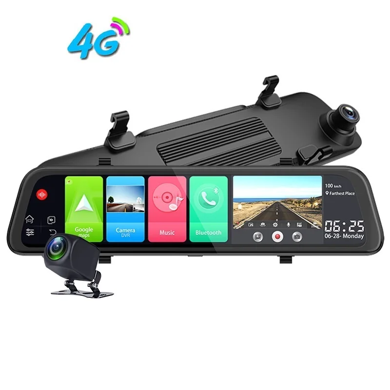 9.66 Inch 4G Android 8.1 Car Rearview Mirror DVR Camera GPS Navi Dash Cam 