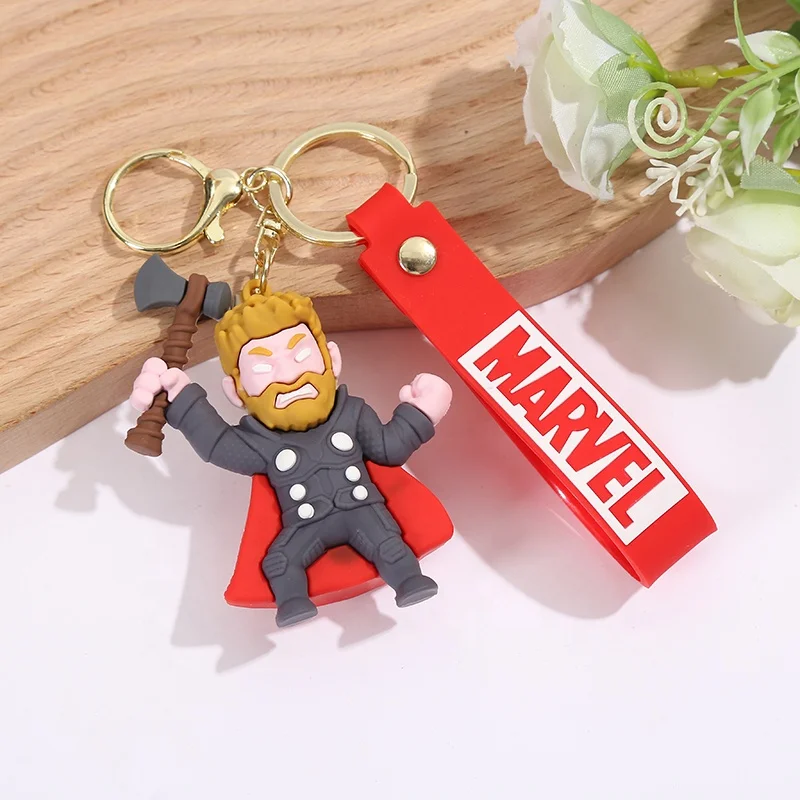 2024 New Hot Sale 3D PVC Key Ring Cute Cartoon Super Hero key holder Marvels Anime Silicone Keychains Spider Man keychains