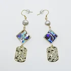 Pearl Jewelry Pearl E541 Factory SeaShell Natural Abalone Shell Earring Statement Pearl Jewelry