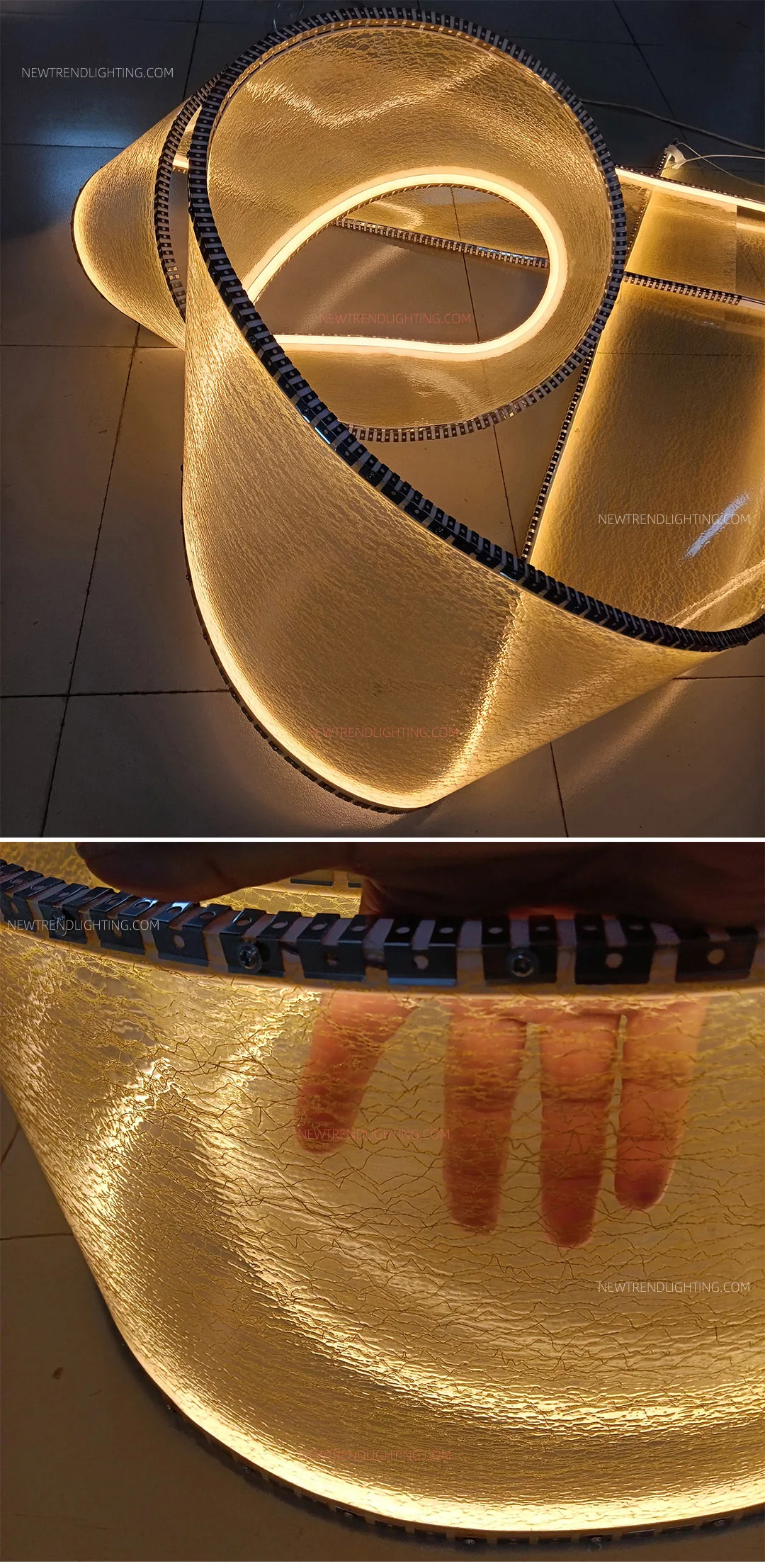 cpl 524 bespoke flowing ribbon led chandelier oversized sculptural statement lighting for hotel lobby atrium-4