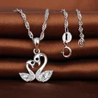 Necklace Silver Silver Droshipping Double Swan Necklace 925 Sterling Silver Statment Necklace For Women